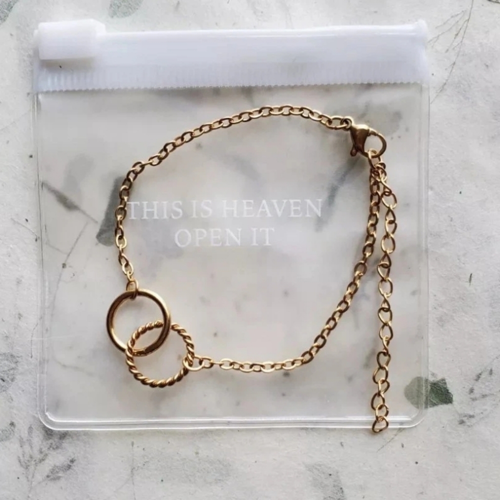 Slide Brand Endless Gold Plated Adjustable Chain Bracelet - New